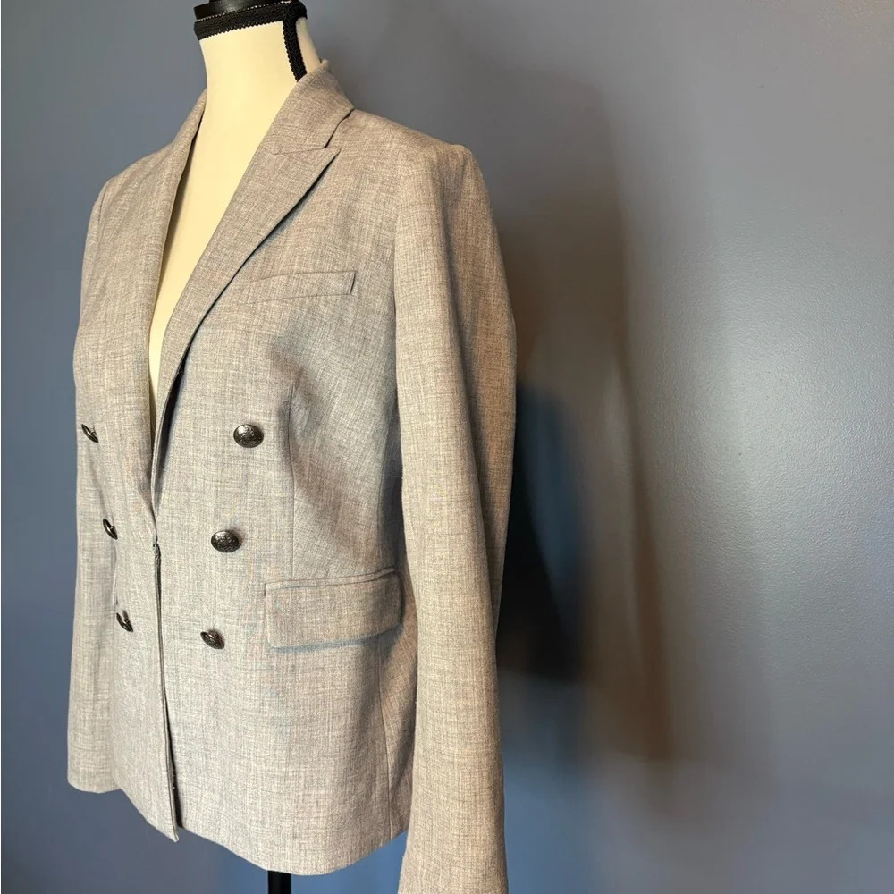 Banana Republic Light Gray Double-Breasted Blazer Size 2 - Picture 10 of 12
